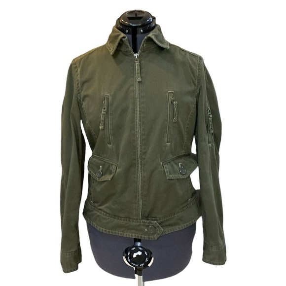 J. Crew Cotton Military Olive Womens Jacket Size S Hunter Green Zip-Up Jacket 7 - Picture 1 of 12
